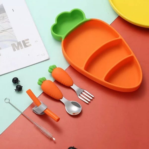 Set De Plato Bebe De Silicona De 6 PCS