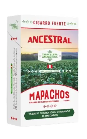 cajetilla cigarros mapacho orgánico ancestral tabaco negro fuerte amazónico con filtro